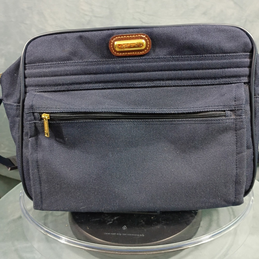 Jaguar Navy Blue Canvas Messenger Bag Crossbody Travel Carry On Trolley Sleeve